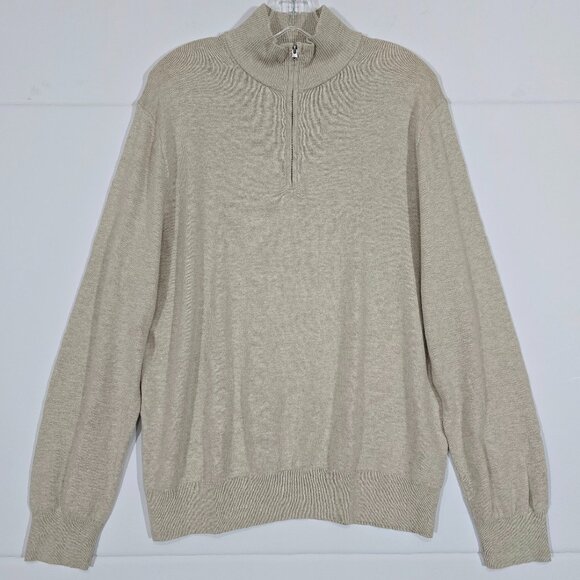 J.Crew Factory Half Zip Sweater Mens L Cream Preppy NWT - Picture 1 of 6
